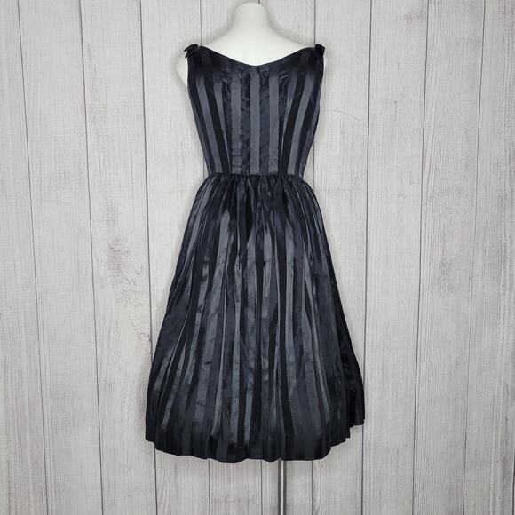 Vintage 50s Black Striped Cocktail Party Dress by Lanz Original - Picture 3 of 7